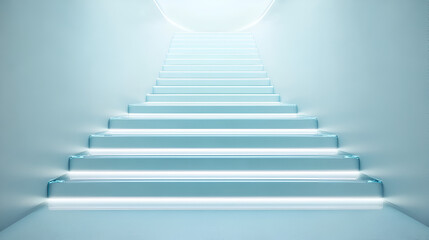 Wall Mural - Futuristic Staircase with Glowing Steps - Modern Architecture and Interior Design