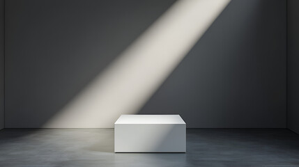 Canvas Print - Minimalist Product Display Mockup with Light Beam and White Cube Platform