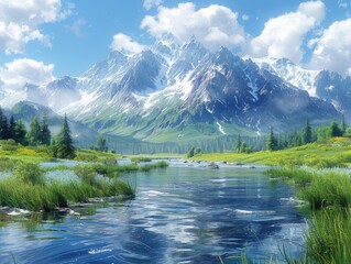 Canvas Print - Serene Mountain River