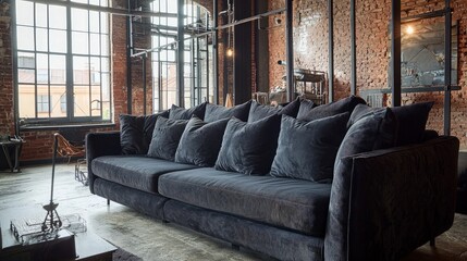 Wall Mural - Modern Loft Interior with a Plush Sofa