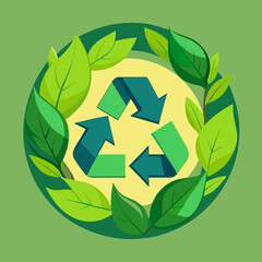 Poster - a-recycling-symbol-surrounded-by-green-leaves