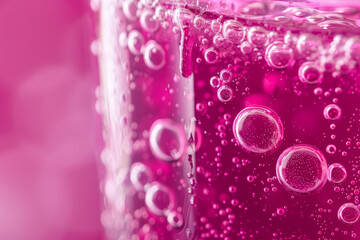 Sticker - A glass of pink liquid with bubbles in it