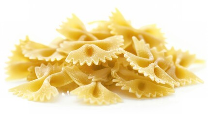 Wall Mural - A messy pile of pasta on a white background, perfect for food or kitchen themed images