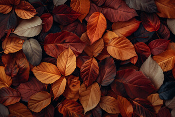 Canvas Print - A close up of a pile of autumn leaves