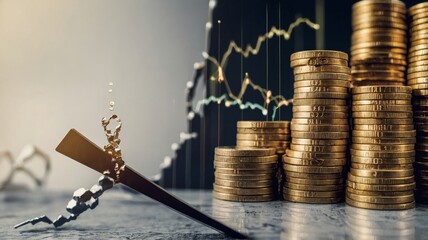 Rising Gold Coin Stacks With Graph Indicating Financial Growth and Investment Trends