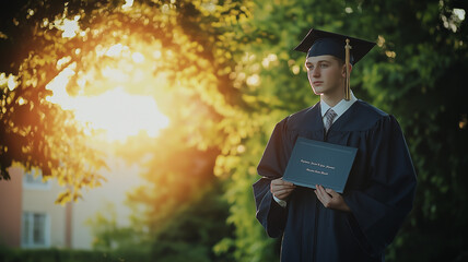 Graduation Day, a portrait of a graduate in cap and gown