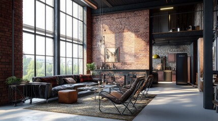 Wall Mural - Industrial Loft Living Room