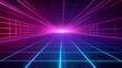 © SUCCESS HOLDINGS - Neon futuristic grid with pink and blue lines converging towards a glowing horizon