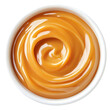 © Sathaporn - creamy caramel sauce in white bowl isolated on transparent background Generative Ai.