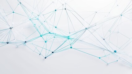 Abstract digital network illustration with interconnected lines and nodes in a light color scheme.