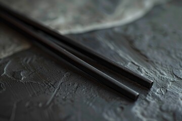 Pair of chopsticks on a table, ready for use