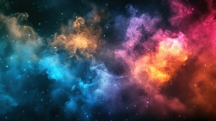 Canvas Print - Colorful Nebula with Stars in Dark Space