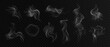 © Frogella.stock - White smoke. Realistic transparent steam. Tea and coffee cup smoke, food steam, vapor cigarette or hookah clouds. 3d Vector illustration.