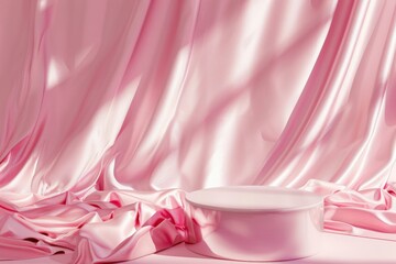 Wall Mural - A pink cloth is draped over a pink square, generative ai image