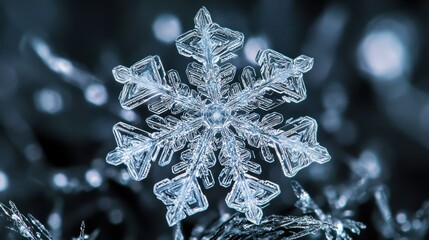 Poster - Intricate Macro Photography of a Delicate Snowflake