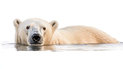 A polar bear swimming, isolate on white background