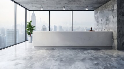 Poster - Modern Office Reception with City View