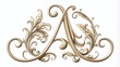 © Four888 - Elegant cursive script capital letter A, ornate and decorative, with flourishes and swirls, on a soft white background,