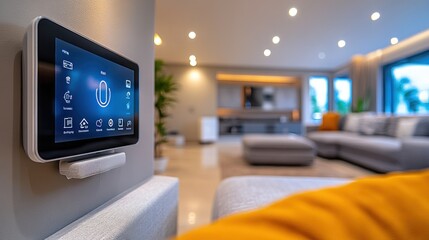 Canvas Print - Smart Home Control Panel in a Modern Living Room