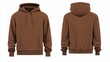 © tzu - Blank brown hoodie sweatshirt long sleeve, hoody with hood for your design mockup