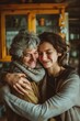 © Vii - Two women embracing each other, one wearing a scarf