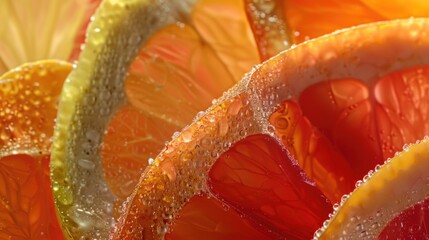 Wall Mural - A close-up shot of a bunch of sliced oranges, ideal for use in food-related contexts or as a background element