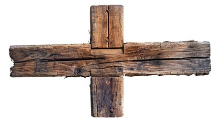 A wooden cross on a clean white surface