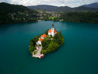 drone photo Bled Lake, Blejsko jezero Slovenia europe