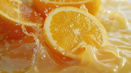 Wall Mural - A close-up shot of orange slices floating in water, great for food or still life photography