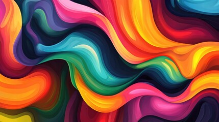 Abstract Colorful Rainbow Gradient Shapes in a Painting Vector Graphic Featuring Wavy Lines and Bright Colors Fluid Wave Patterns and Squiggly Design Elements