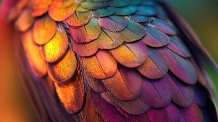 Canvas Print - Close-up of a Bird's Vibrant, Multicolored Feathers