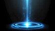 © Thiago - Spot light holographic or hologram shine for hud circle with blue glow futuristictransparent background. Hologram. Illustration