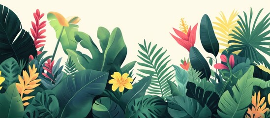 Wall Mural - Lush Tropical Rainforest Featuring Exotic Plants And Vibrant Flowers