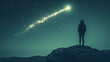 © JoanVtGarcia - Persona mira un cometa en el cielo desde lo alto de una montaña