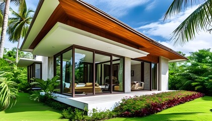 Canvas Print - Exquisite villas and private cottages amidst tropical paradise