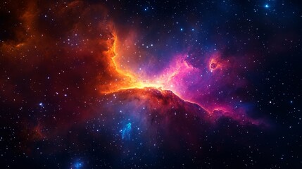 Wall Mural - a mesmerizing cosmic dance of nebulae in vibrant hues of red, orange, and blue, illuminated by twink