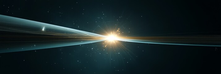 Wall Mural - a single, pulsating light source emanates from a dark void, surrounded by swirling cosmic dust and d