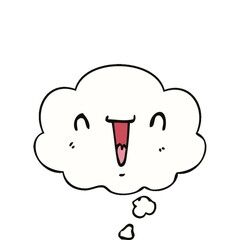 Canvas Print - cute happy cartoon face with thought bubble