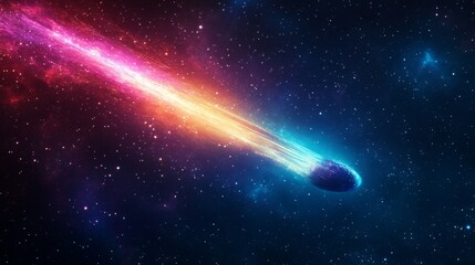 Wall Mural - cosmic blaze: a comet's journey through space, showcasing a vibrant comet streaking through the cosm