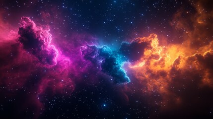 Wall Mural - cosmic dance: nebulae in vivid hues showcases a mesmerizing celestial ballet of vibrant pink, blue, 