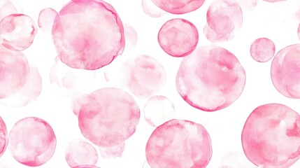 Wall Mural - Pink bubbles watercolor seamless pattern Beautiful hand drawn texture Romantic background for various design projects invitations textiles and wallpapers