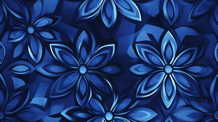 Blue seamless geometric pattern with ornamental background