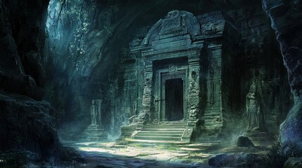 Wall Mural - Ancient Stone Temple Entrance in Lush Jungle