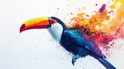 Sticker - Toucan with Colorful Watercolor Splashes