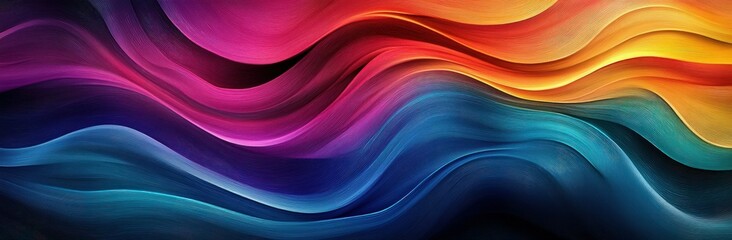 Wall Mural - Abstract background with vibrant wavy shapes in pink, orange, blue, and yellow colors.