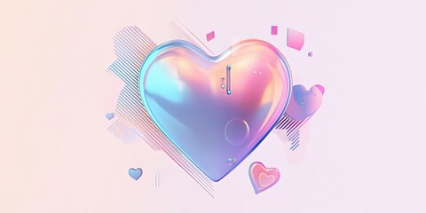 Sticker - Colorful abstract heart design with soft pastel tones and geometric shapes.