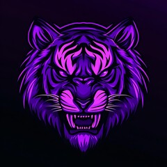 Poster - Purple Neon Tiger Head Illustration