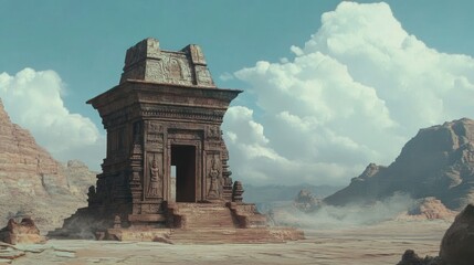 Canvas Print - Ancient Stone Temple in a Desolate Landscape