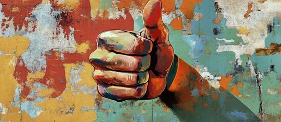 Thumbs up gesture in mixed media style