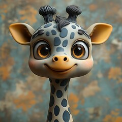 Wall Mural - Cute cartoon giraffe with big eyes and a friendly smile. Perfect for children's books, illustrations, and designs